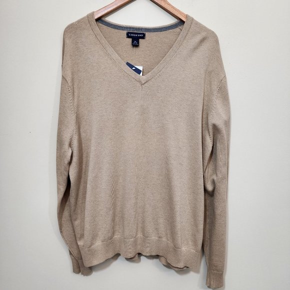 Lands' End Other - Lands' End NWT camel color V-neck knit long sleeve sweater men's size XL